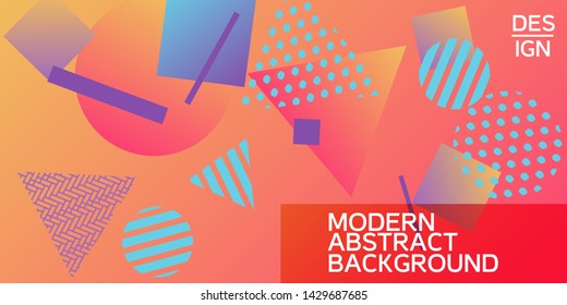 Futuristic retro 3D geometric design.  Minimal universal banner templates in memphis style. Abstract minimalistic background design with dynamic shapes. Vector illustration.