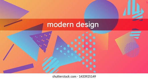 Futuristic retro 3D geometric design.  Minimal universal banner templates in memphis style. Dynamic composition. Vector illustration.