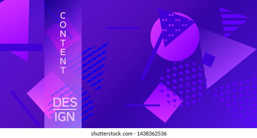 Futuristic retro 3D geometric design.  Minimal universal banner templates in memphis style. Dynamic composition. Vector illustration.