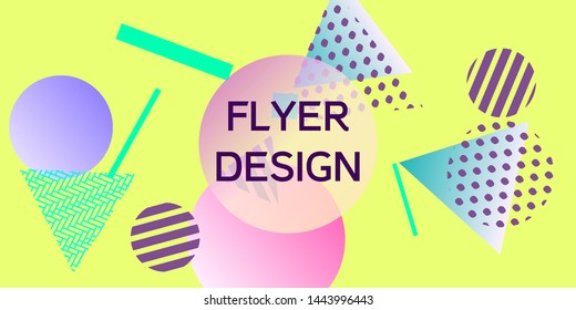Futuristic retro 3D geometric design.  Minimal universal banner templates in memphis style. Dynamic composition. Vector illustration.