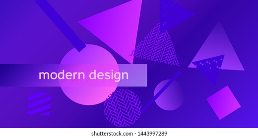Futuristic retro 3D geometric design.  Minimal universal banner templates in memphis style. Dynamic composition. Vector illustration.