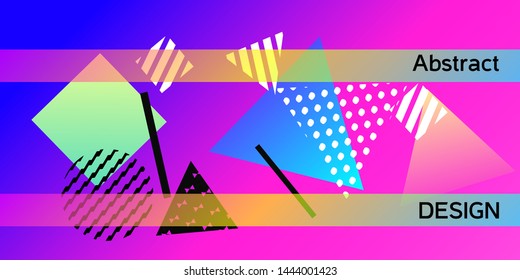 Futuristic retro 3D geometric design.  Minimal universal banner templates in memphis style. Dynamic composition. Vector illustration.