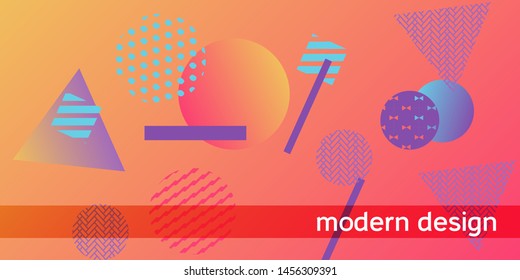Futuristic retro 3D geometric design.  Minimal universal banner templates in memphis style. Dynamic composition. Vector illustration.