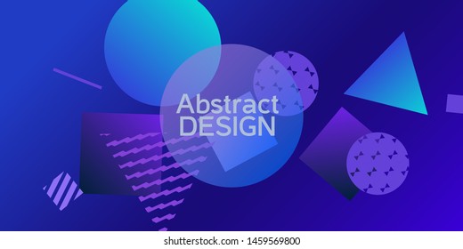 Futuristic retro 3D geometric design.  Minimal universal banner templates in memphis style. Minimalistic blue background design with dynamic shapes. Vector illustration.
