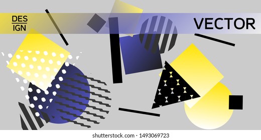 Futuristic retro 3D geometric design.  Minimal universal banner templates in memphis style. Abstract minimalistic background design with dynamic shapes. Vector illustration.