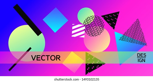 Futuristic retro 3D geometric design.  Minimal universal banner templates in memphis style. Dynamic composition. Vector illustration.