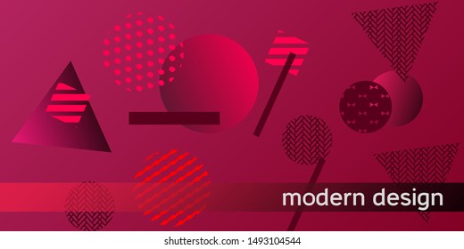 Futuristic retro 3D geometric design.  Minimal universal banner templates in memphis style. Dynamic composition. Vector illustration.