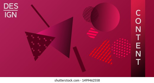 Futuristic retro 3D geometric design.  Minimal universal banner templates in memphis style. Dynamic composition. Vector illustration.
