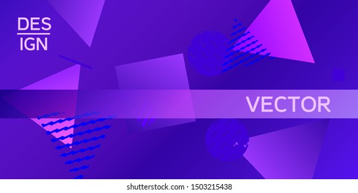 Futuristic retro 3D geometric design.  Minimal universal banner templates in memphis style. Dynamic composition. Vector illustration.