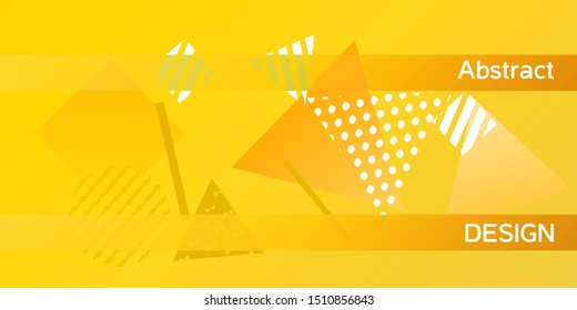 Futuristic retro 3D geometric design.  Minimal universal banner templates in memphis style. Minimalistic yellow background design with dynamic shapes. Vector illustration.