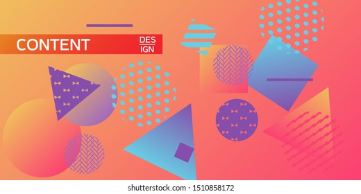Futuristic retro 3D geometric design.  Minimal universal banner templates in memphis style. Abstract minimalistic background design with dynamic shapes. Vector illustration.
