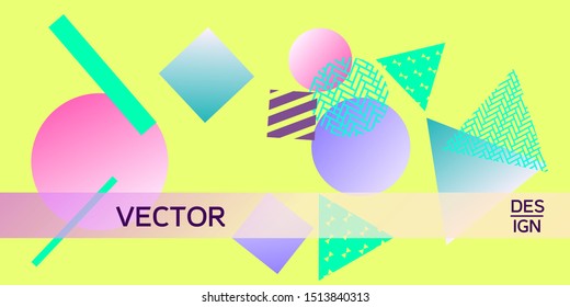 Futuristic retro 3D geometric design.  Minimal universal banner templates in memphis style. Dynamic composition. Vector illustration.