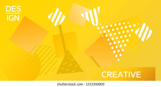 Futuristic retro 3D geometric design.  Minimal universal banner templates in memphis style. Dynamic composition. Vector illustration.