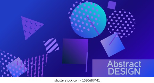 Futuristic retro 3D geometric design.  Minimal universal banner templates in memphis style. Dynamic composition. Vector illustration.