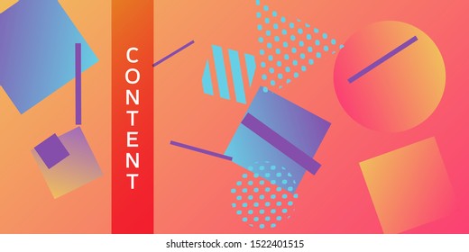 Futuristic retro 3D geometric design.  Minimal universal banner templates in memphis style. Abstract minimalistic background design with dynamic shapes. Vector illustration.