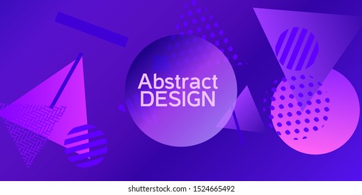 Futuristic retro 3D geometric design.  Minimal universal banner templates in memphis style. Dynamic composition. Vector illustration.