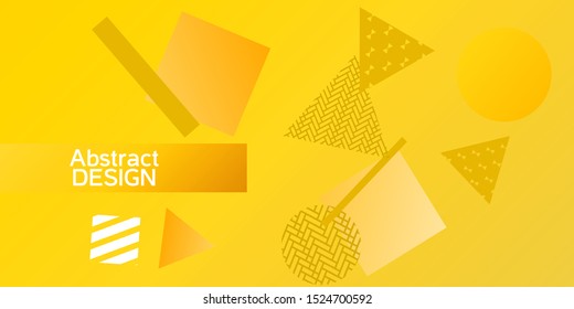 Futuristic retro 3D geometric design.  Minimal universal banner templates in memphis style. Minimalistic yellow background design with dynamic shapes. Vector illustration.