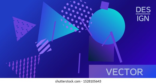 Futuristic retro 3D geometric design.  Minimal universal banner templates in memphis style. Dynamic composition. Vector illustration.