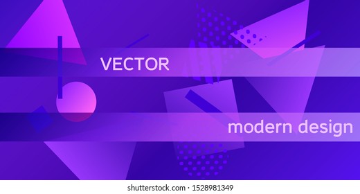 Futuristic retro 3D geometric design.  Minimal universal banner templates in memphis style. Dynamic composition. Vector illustration.