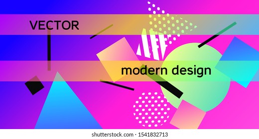 Futuristic retro 3D geometric design.  Minimal universal banner templates in memphis style. Abstract minimalistic background design with dynamic shapes. Vector illustration.