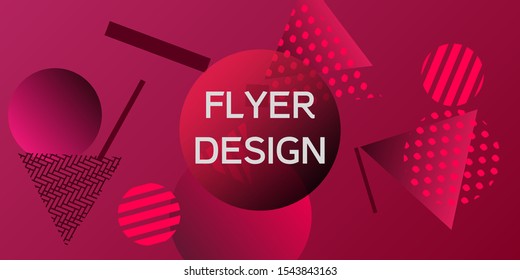 Futuristic retro 3D geometric design.  Minimal universal banner templates in memphis style. Dynamic composition. Vector illustration.