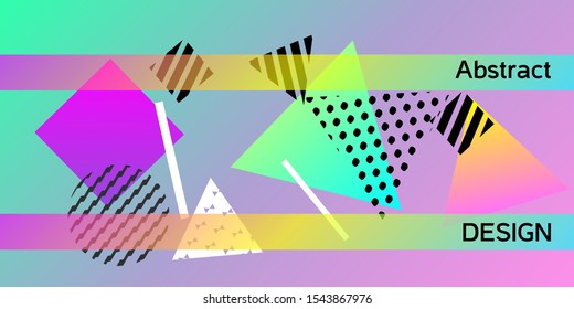 Futuristic retro 3D geometric design.  Minimal universal banner templates in memphis style. Dynamic composition. Vector illustration.