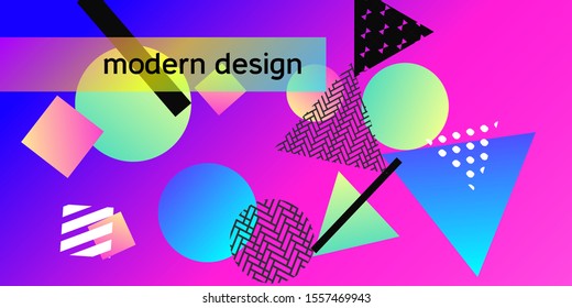 Futuristic retro 3D geometric design.  Minimal universal banner templates in memphis style. Abstract minimalistic background design with dynamic shapes. Vector illustration.