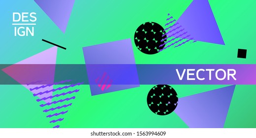 Futuristic retro 3D geometric design.  Minimal universal banner templates in memphis style. Dynamic composition. Vector illustration.