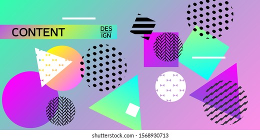 Futuristic retro 3D geometric design.  Minimal universal banner templates in memphis style. Abstract minimalistic background design with dynamic shapes. Vector illustration.