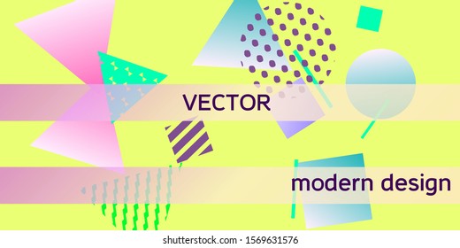 Futuristic retro 3D geometric design.  Minimal universal banner templates in memphis style. Dynamic composition. Vector illustration.