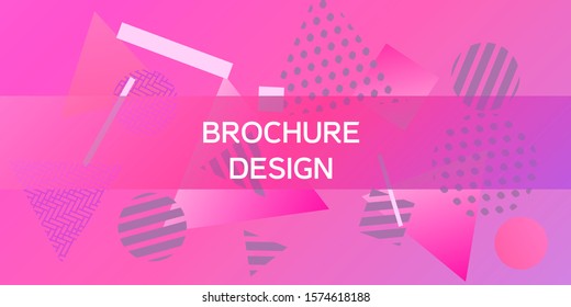 Futuristic retro 3D geometric design.  Minimal universal banner templates in memphis style. Minimalistic pink background design with dynamic shapes. Vector illustration.