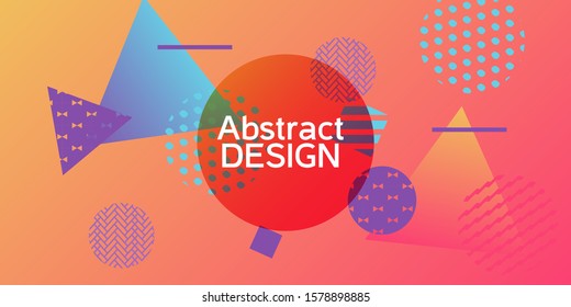 Futuristic retro 3D geometric design.  Minimal universal banner templates in memphis style. Dynamic composition. Vector illustration.