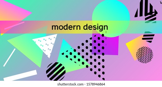 Futuristic retro 3D geometric design.  Minimal universal banner templates in memphis style. Dynamic composition. Vector illustration.