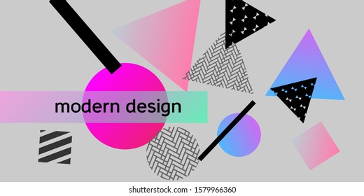 Futuristic retro 3D geometric design.  Minimal universal banner templates in memphis style. Abstract minimalistic background design with dynamic shapes. Vector illustration.