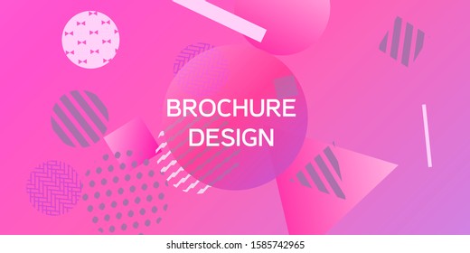 Futuristic retro 3D geometric design.  Minimal universal banner templates in memphis style. Minimalistic pink background design with dynamic shapes. Vector illustration.