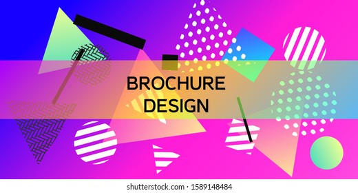 Futuristic retro 3D geometric design.  Minimal universal banner templates in memphis style. Dynamic composition. Vector illustration.