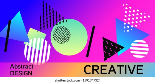 Futuristic retro 3D geometric design.  Minimal universal banner templates in memphis style. Abstract minimalistic background design with dynamic shapes. Vector illustration.