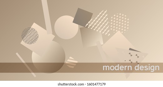 Futuristic retro 3D geometric design.  Minimal universal banner templates in memphis style. Abstract minimalistic background design with dynamic shapes. Vector illustration.