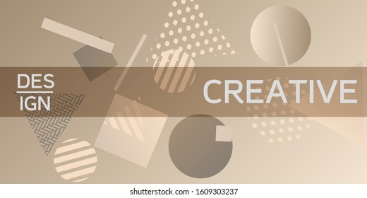 Futuristic retro 3D geometric design.  Minimal universal banner templates in memphis style. Abstract minimalistic background design with dynamic shapes. Vector illustration.