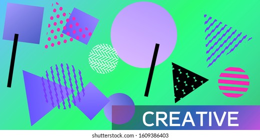 Futuristic retro 3D geometric design.  