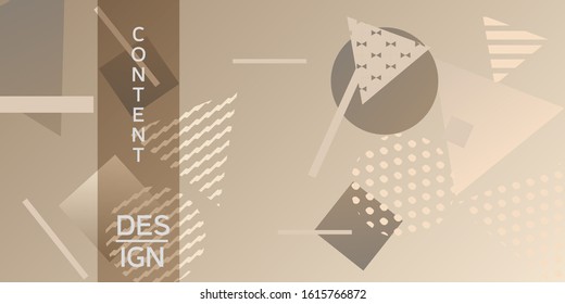 Futuristic retro 3D geometric design.  Minimal universal banner templates in memphis style. Dynamic composition. Vector illustration.