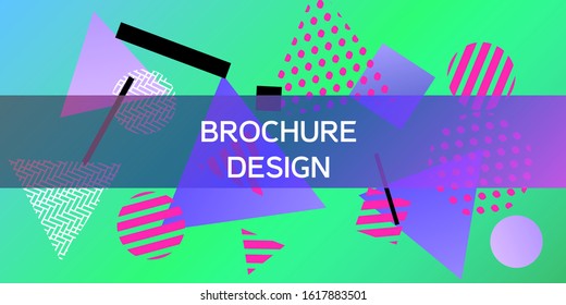 Futuristic retro 3D geometric design.  Minimal universal banner templates in memphis style. Dynamic composition. Vector illustration.