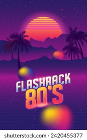 Futuristic retro 80`s. The Digital retro cyber surface. Digital Retro Cyber Surface. Retro 80s fashion Sci-Fi Background Summer Landscape.