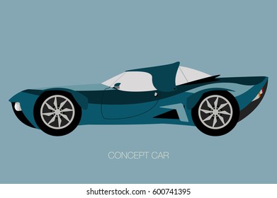 futuristic retro car, side view of car, automobile, motor vehicle