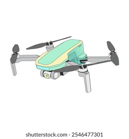 Drone retro futurista con diseño geométrico y Ilustración vectorial de colores pastel. Perfecto para la tecnología, la innovación y los conceptos de ciencia ficción.