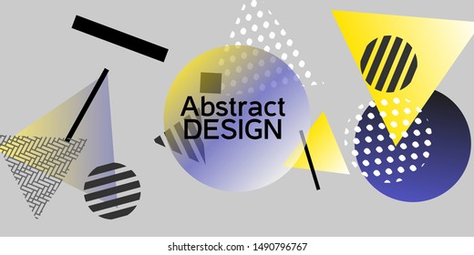 Futuristic retro geometric design.  Minimal universal banner templates in memphis style. Dynamic composition. Vector illustration.
