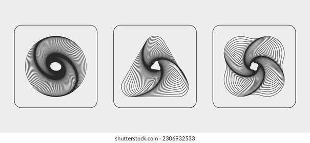 Futuristic retro geometry design elements set. Brutalism vector shapes. Geometry wireframe grid symbol