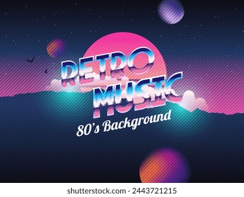 Futuristic retro landscape of the 80`s. Digital retro landscape cyber surface. Digital Retro Cyber Surface. Retro 80s fashion Sci-Fi Background Summer Landscape.