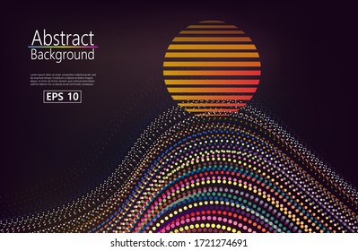 Futuristic retro landscape of the 80s. Vector illustration in retro style. Digital retro cyber earth. Suitable for design in the style of the 1980s.