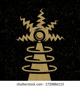 Futuristic Retro Science Fiction Coil Antenna Vector